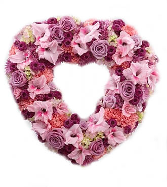 Perfectly Pink Open Heart Wreath Lopshire Flowers - Fort Wayne, IN 46815  Florist