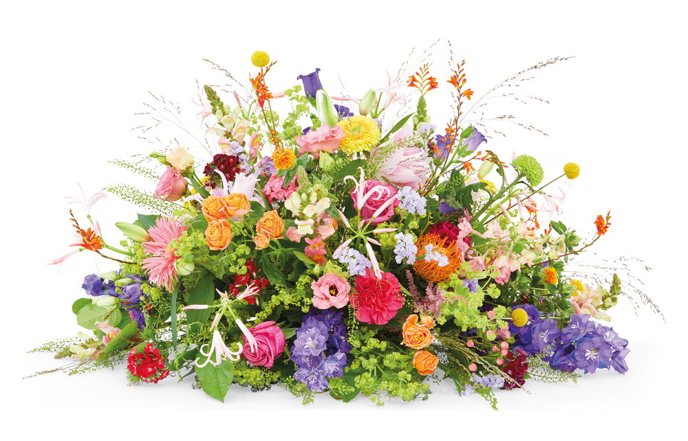 Oval funeral Spray "Colorful Splendor" - Funeral Flowers.NL®
